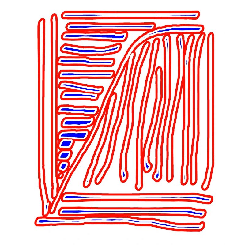kaligraphy drawing blue red
