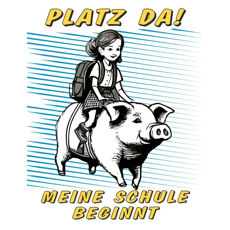SCHWEIN KIND MÄDCHEN SCHULE BEGINNT