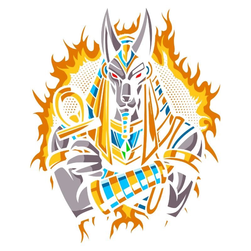 Anubis Dieu avec demi-teinte or feu