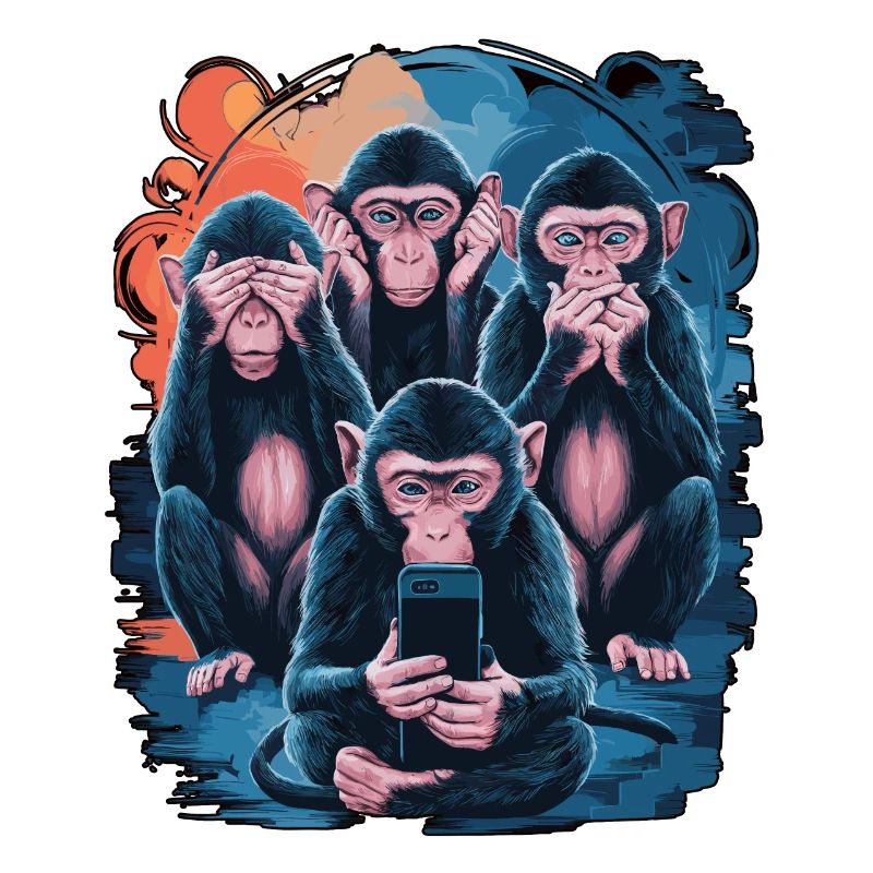singe sage avec téléphone portable drôle multi conception multimédia