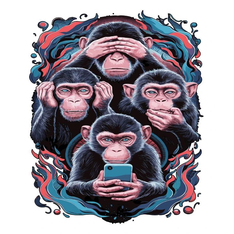 singe sage avec téléphone portable drôle multi conception multimédia