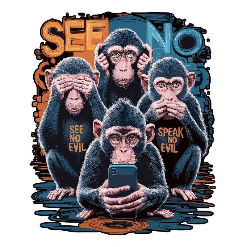 singe sage avec téléphone portable drôle multi conception multimédia