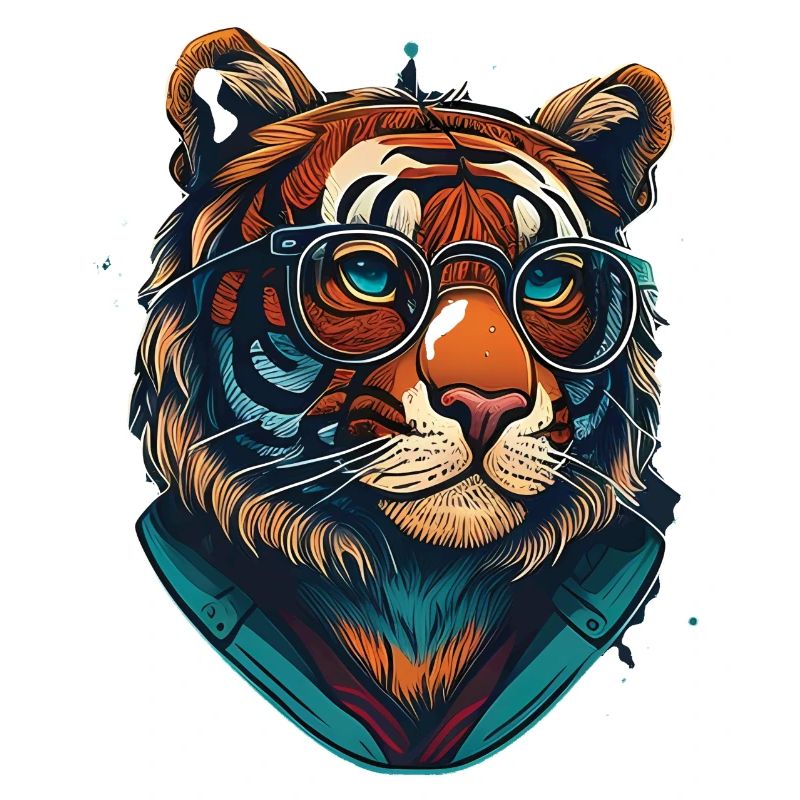 Tiger als Nerd mit Buch