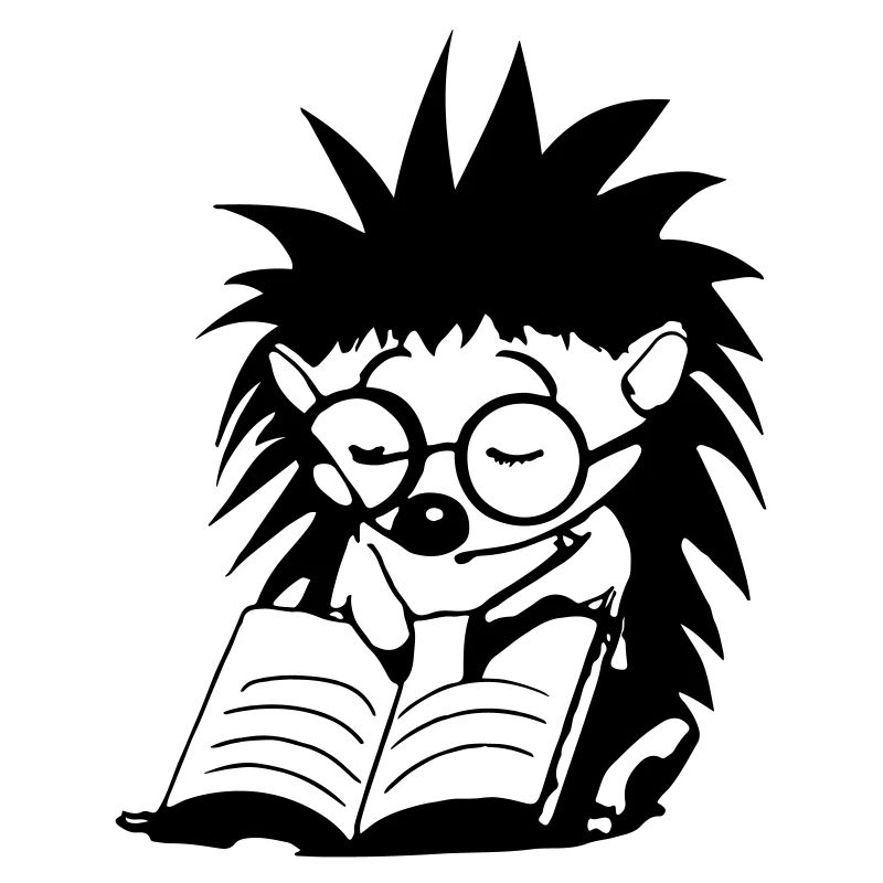 Igel liest Buch und schläft Illustration Geschenk