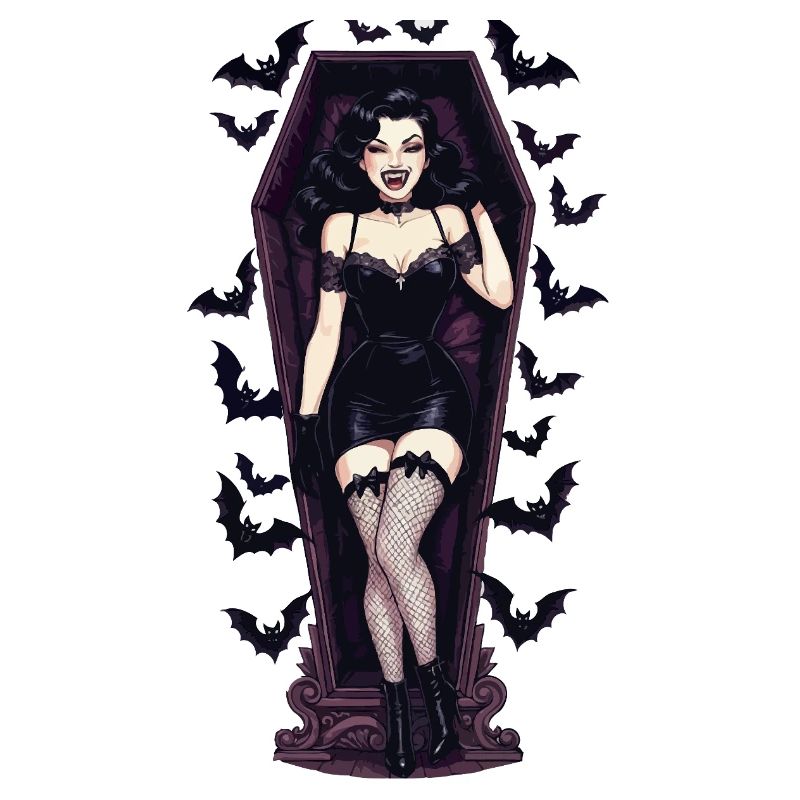 Vampir-Pinup im Sarg