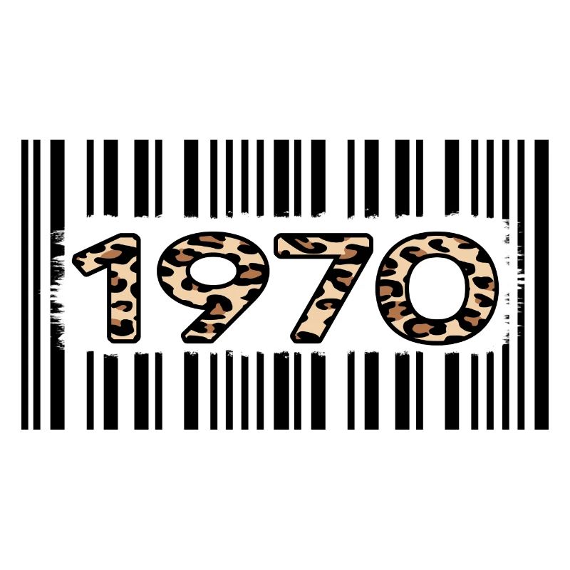 1970 birthday 52 years barcode leopard pattern