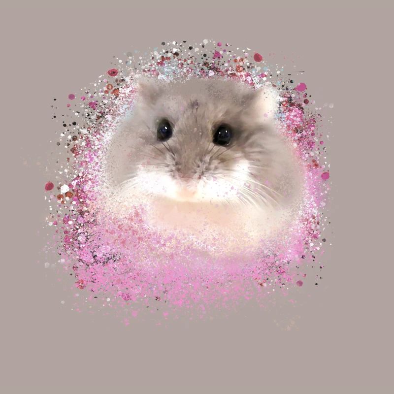 dwarf hamster,hamster,pink,graffiti,painting