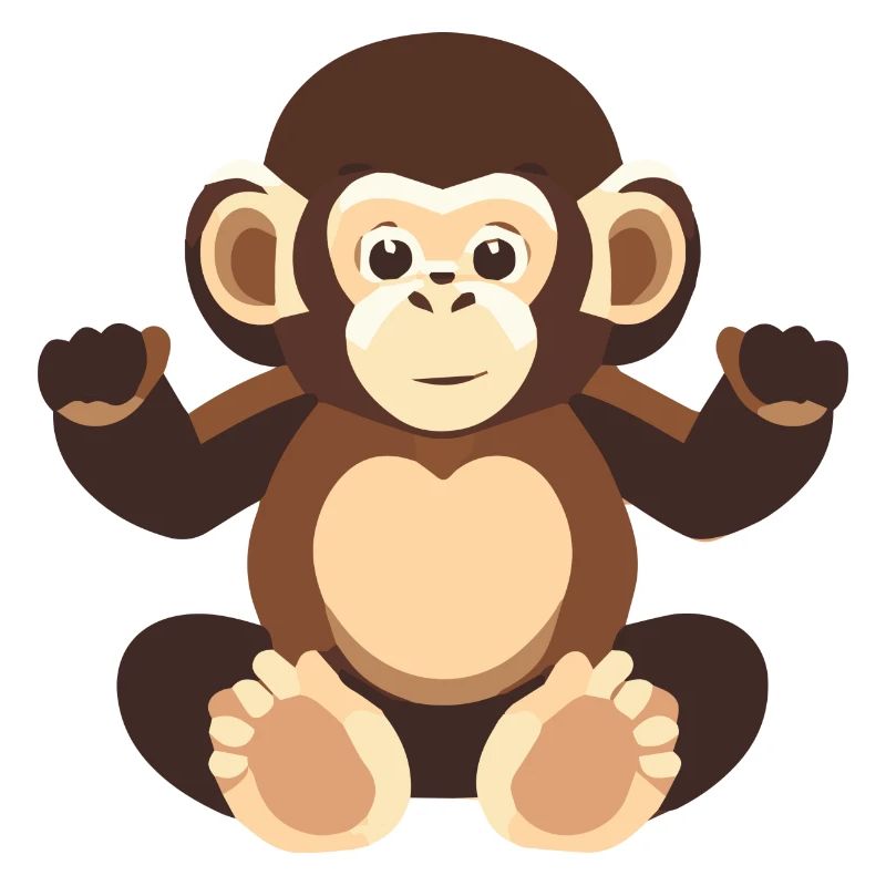 Singe Bébé Mignon Gorille Fourrure Marron Orang-outang
