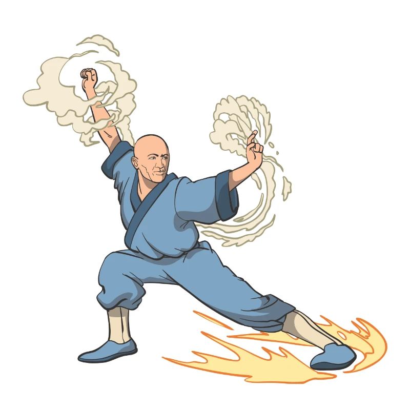 Fantasy Mönch Kämpfer Kick Tritt