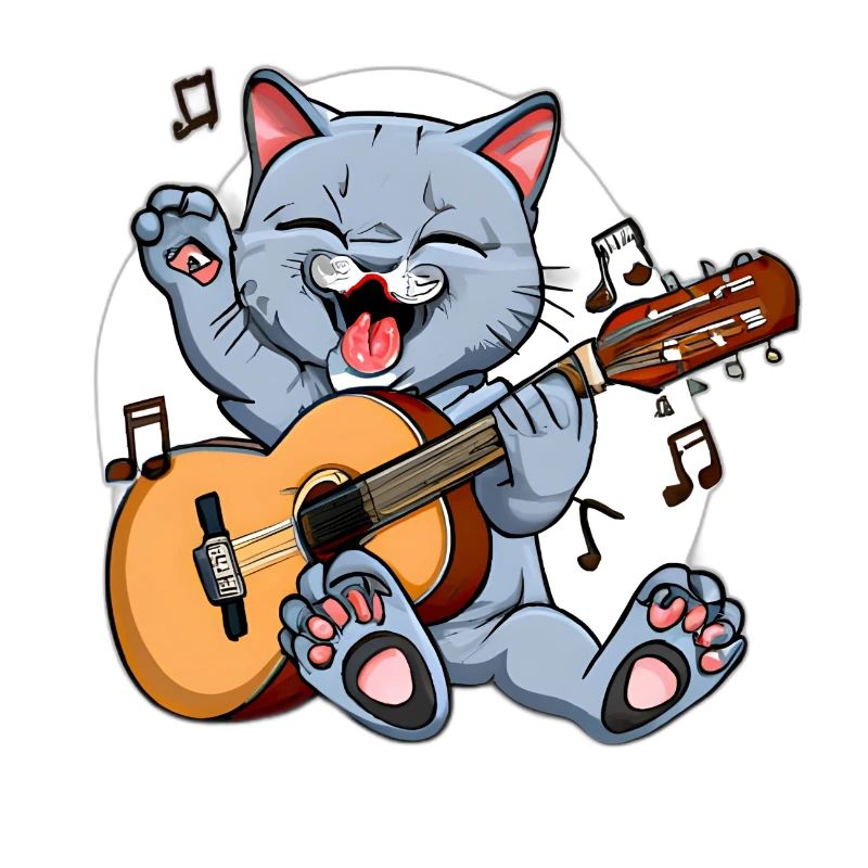 Un chat mignon joue de la guitare