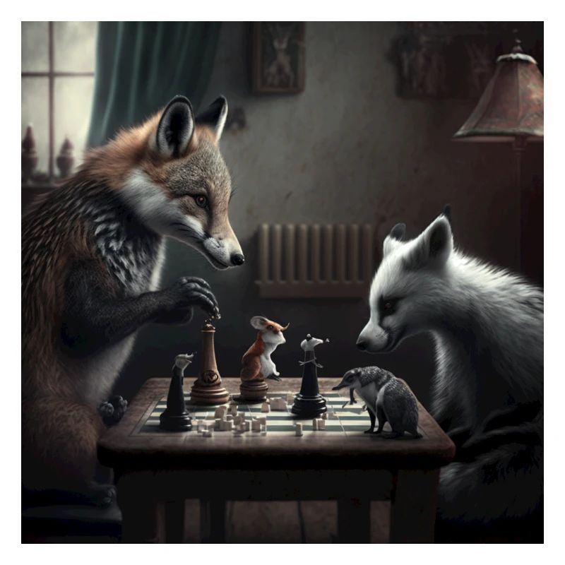 Nice chess game between two animals