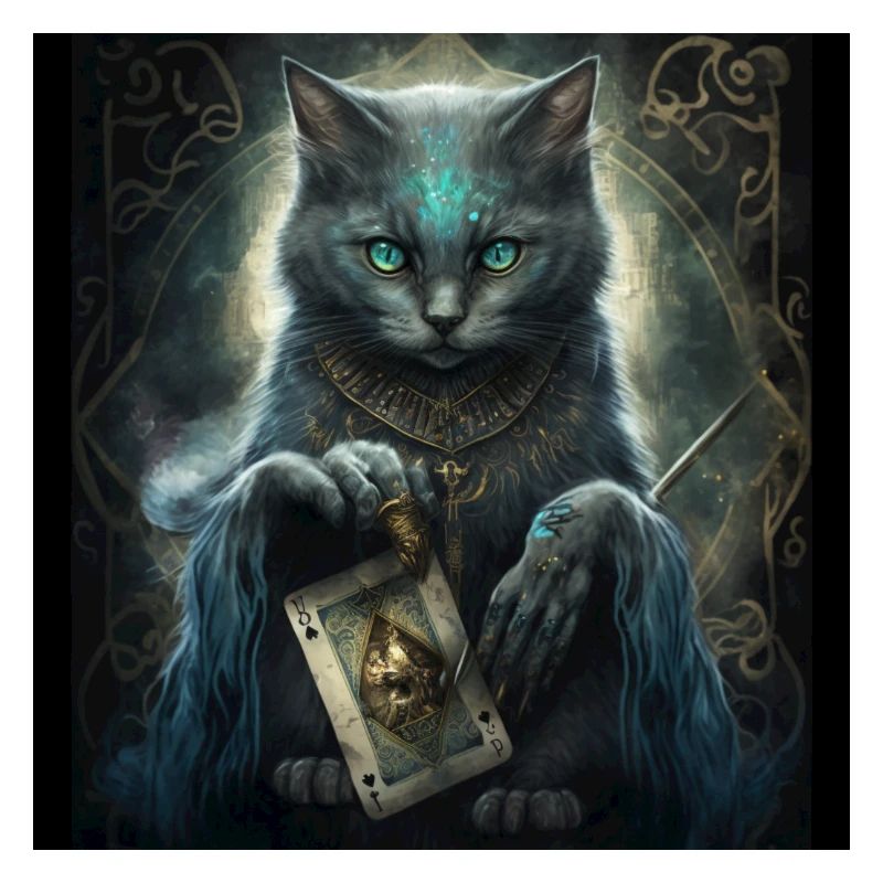 Chat dans la conception de carte de tarot mystique!