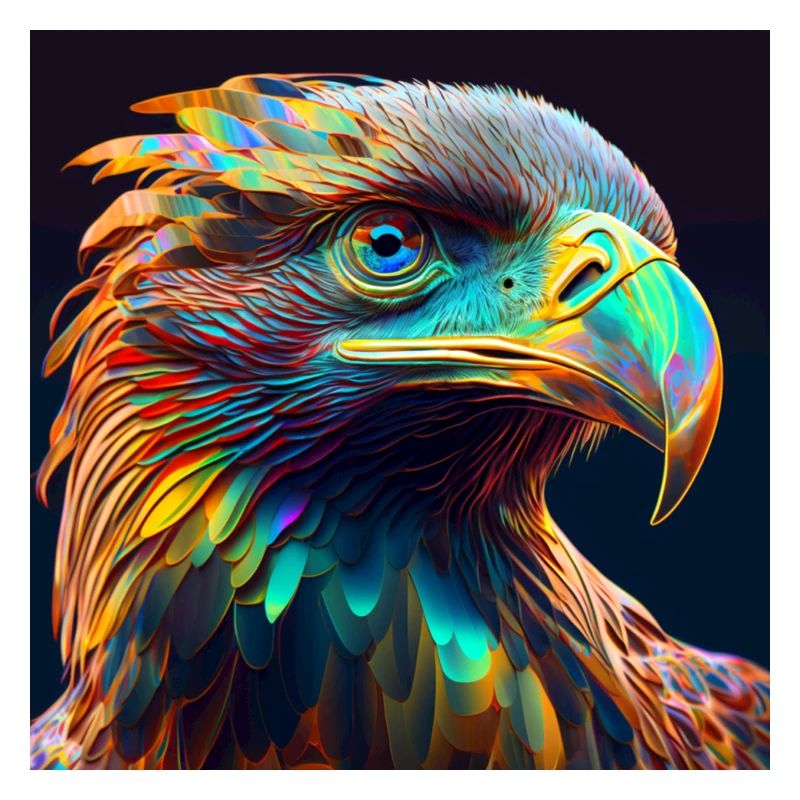 Aigle coloré, design unique,