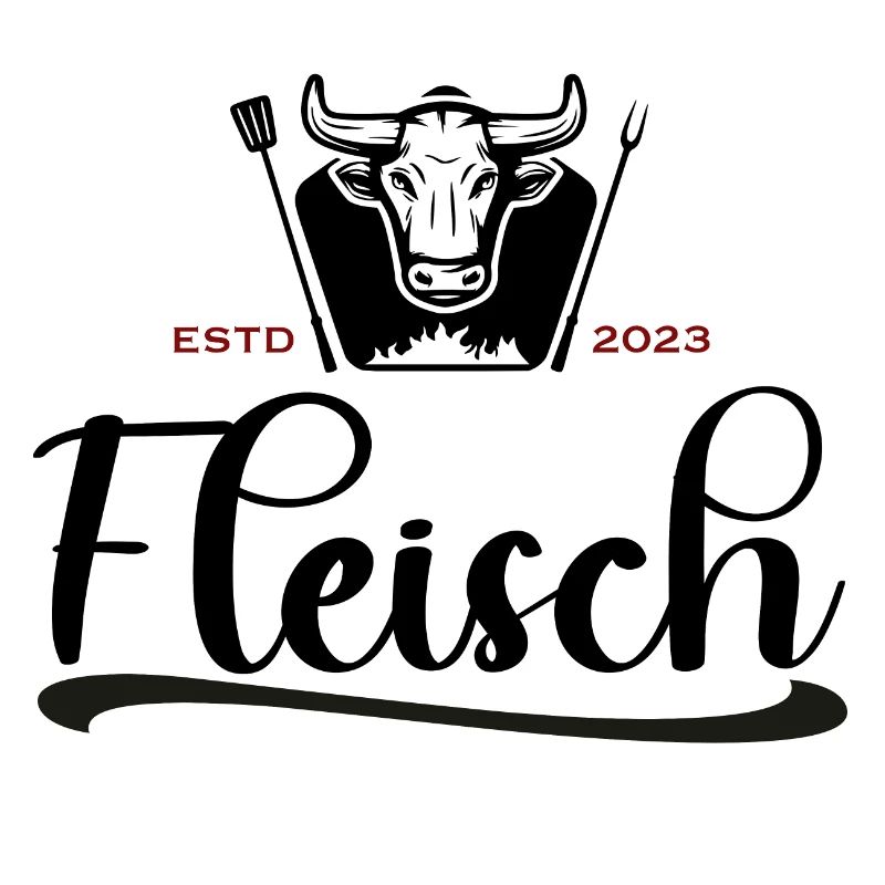 Fleisch Logo mit Stier weiß