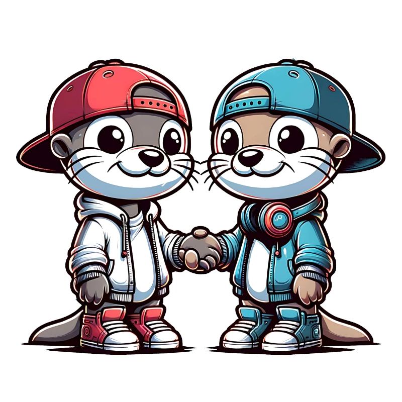Two Cute Otter Buddies Buddies Forever