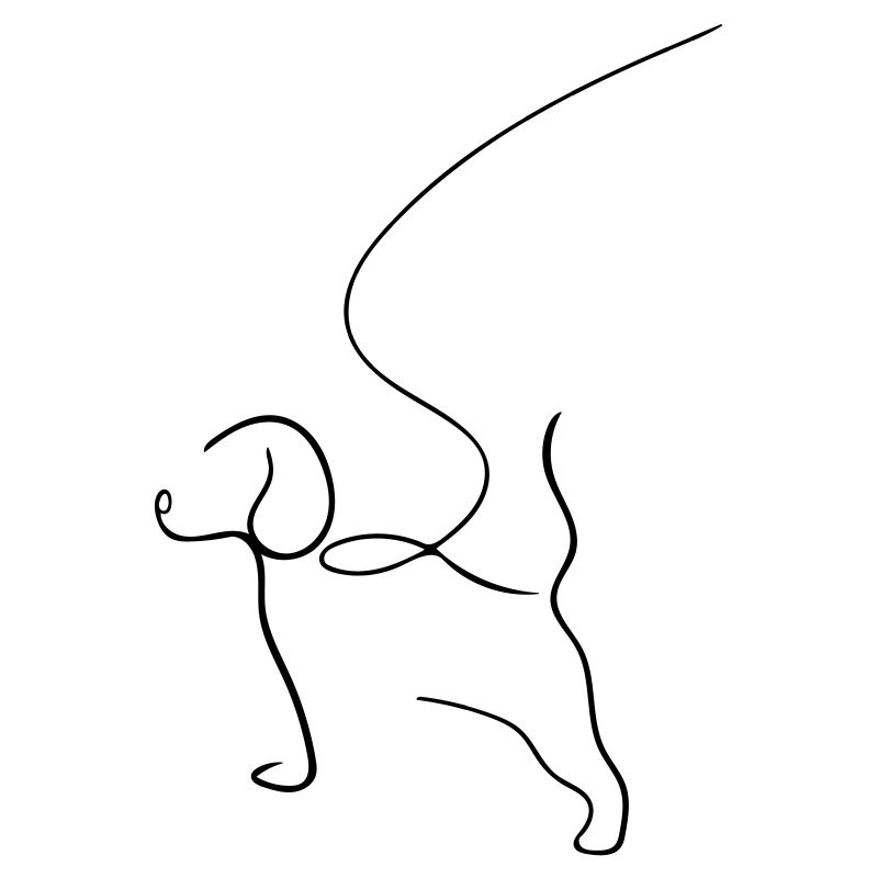 Dog on a Leash Line Art - Minimalist