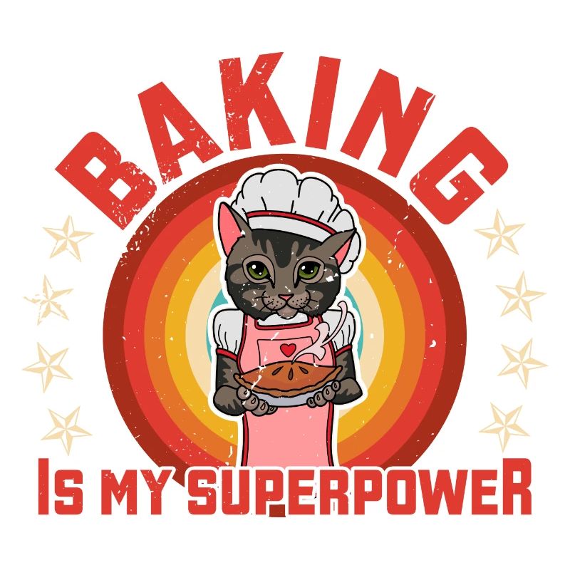 Bäcker Katze Kuchen Essen Backen Hobby Spruch