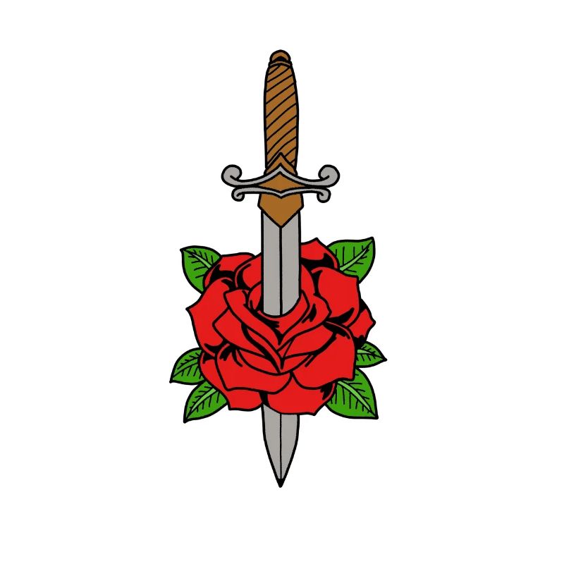 Dolch sticht durch eine Rose