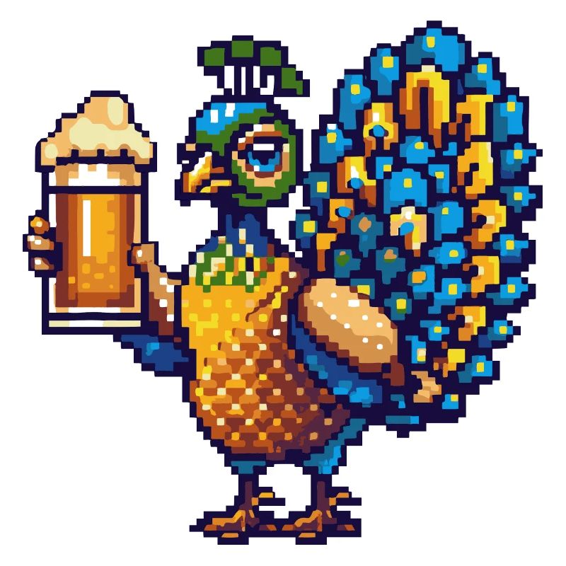 Peacock Bird Beer Pixel