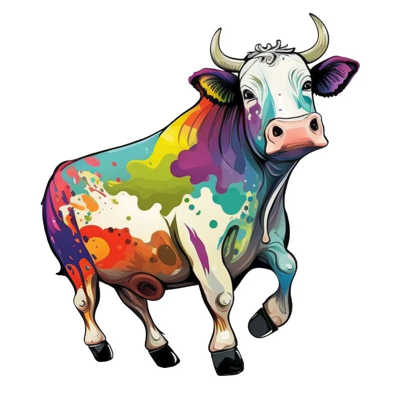 Dessin de vache arc-en-ciel