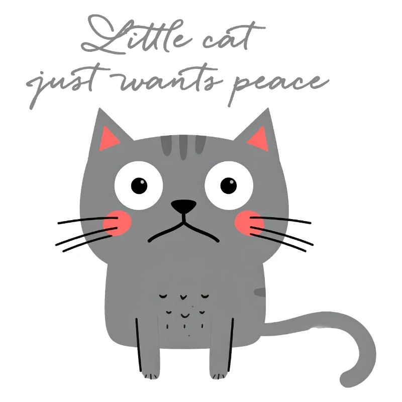 Cat, Sad, Overwhelmed, Peace, Illustration