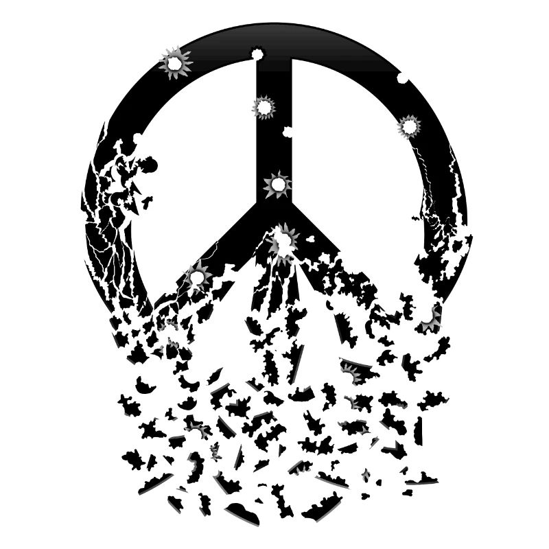 Schwarzes Friedenszeichen Einschusslöcher Zerfällt