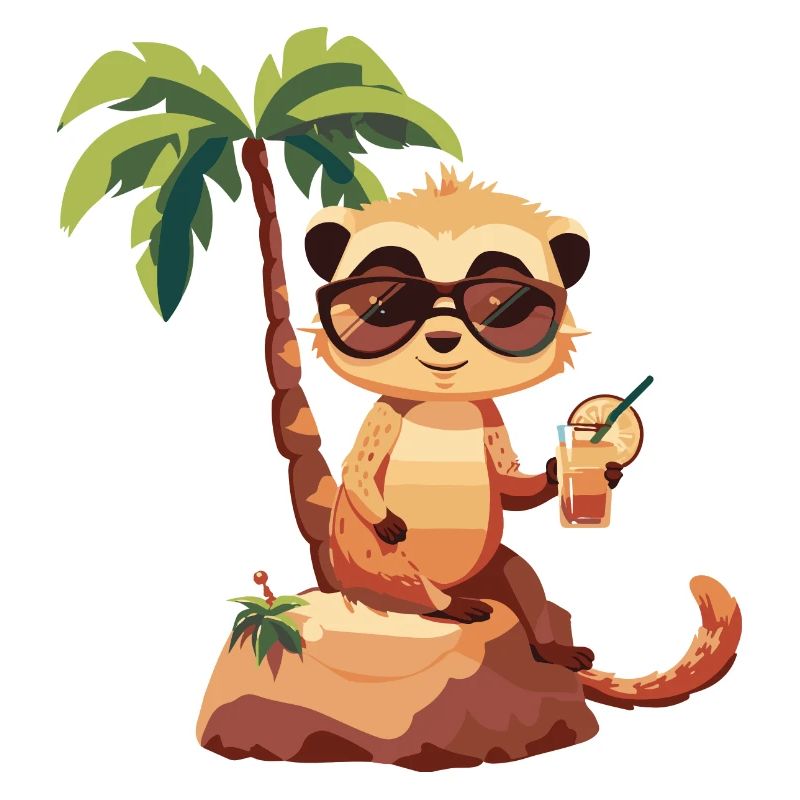 Erdmännchen Sommer Strand Comic