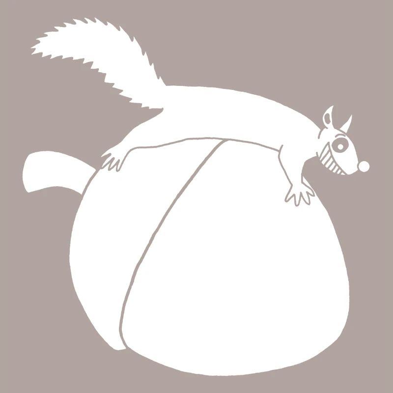 The squirrel against the glans (white)