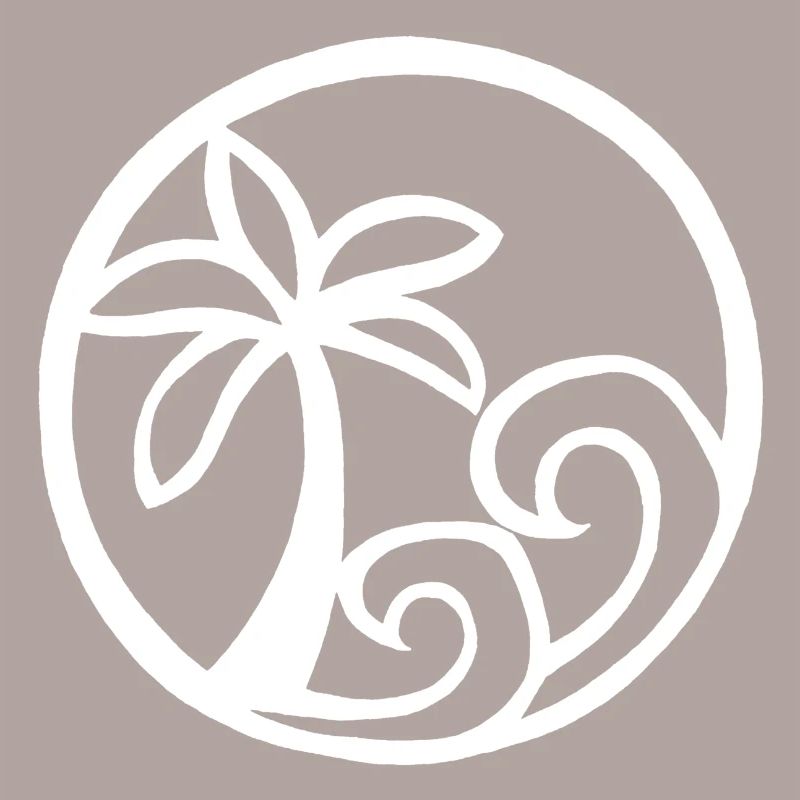 Waves and white palm tree