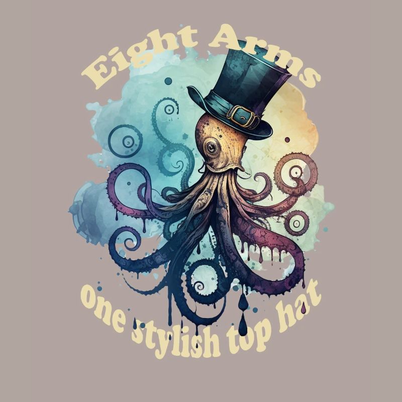 Eight arms, a stylish hat, octopus