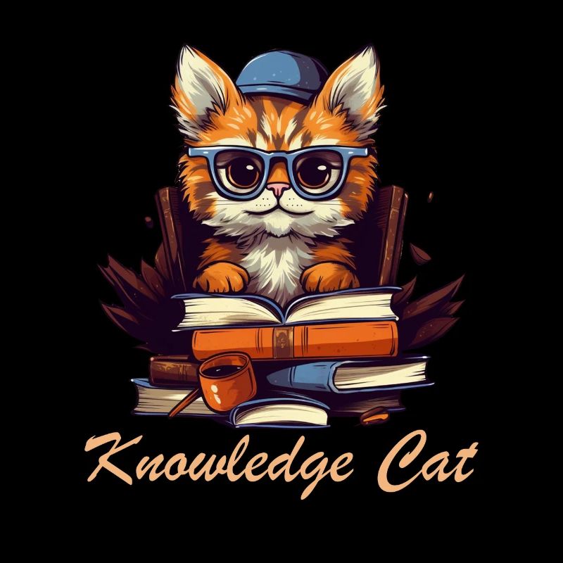 Chat avec beaucoup de livres et de lettrage
