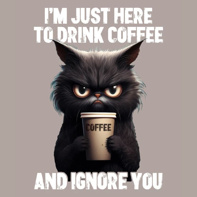 Grumpy Kitty Cat Coffee Morning Grouch Gift