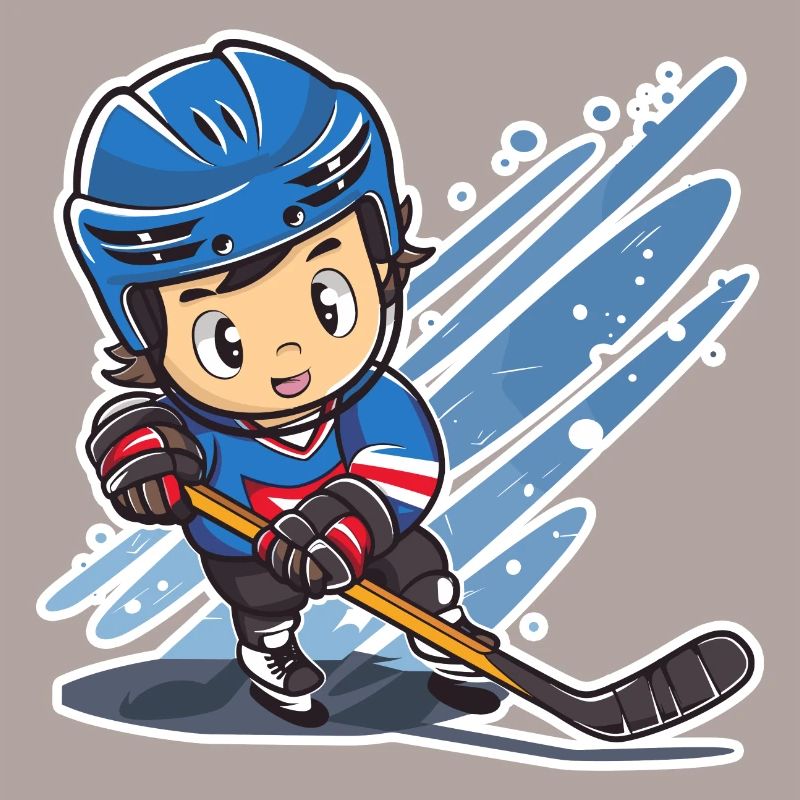 Eishockeyspieler Comic Look