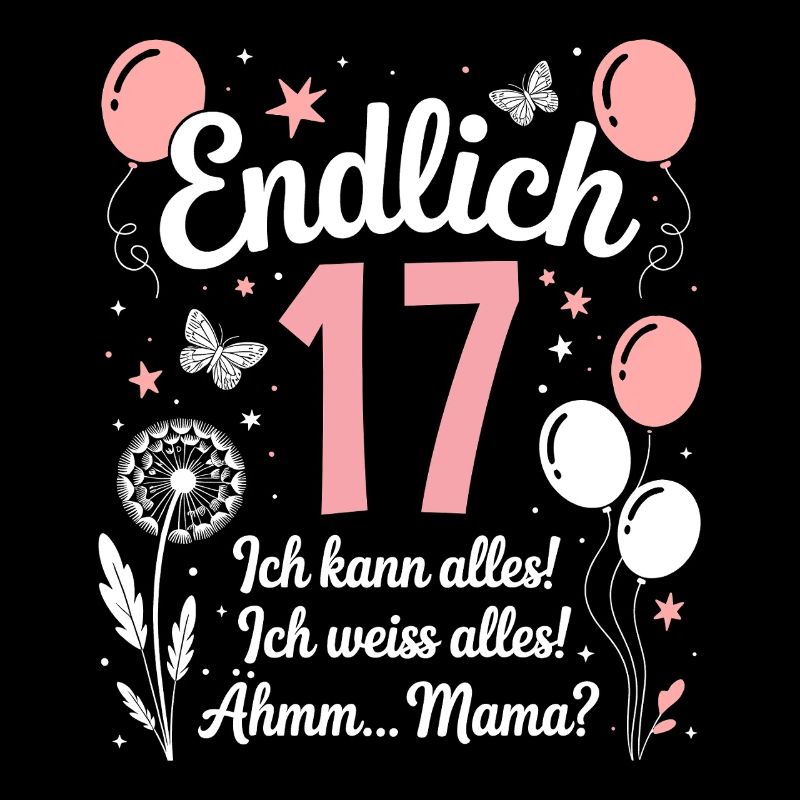 Endlich 17 Geburtstag 17 Jahre Geschenk Mädchen