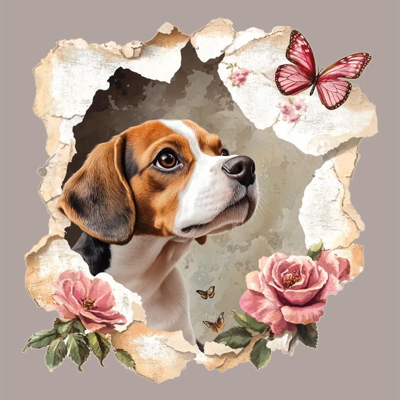 Beagle mit Schmetterling