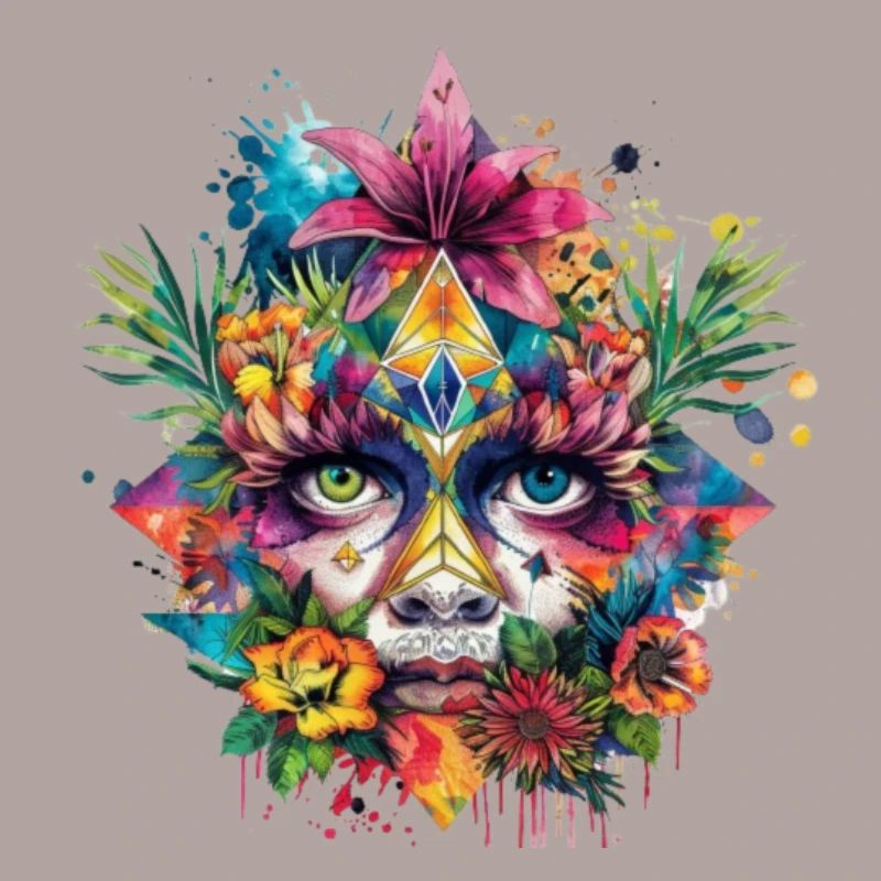Crypto BTC ETH Bitcoin Kunst Gesicht Bunt