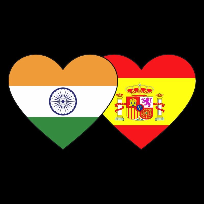 Indien Spanien Flagge Herz