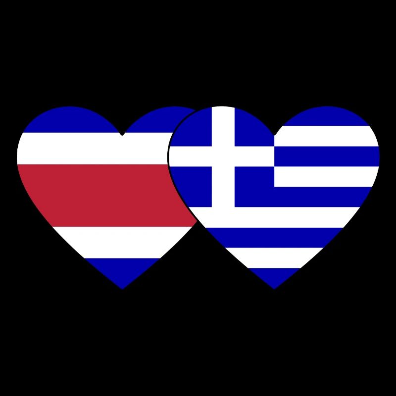 Costa Rica Grèce Drapeau Coeur