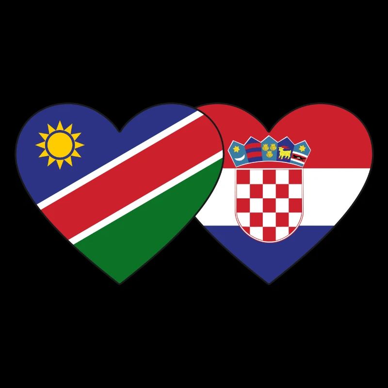 Namibia Kroatien Flagge Herz