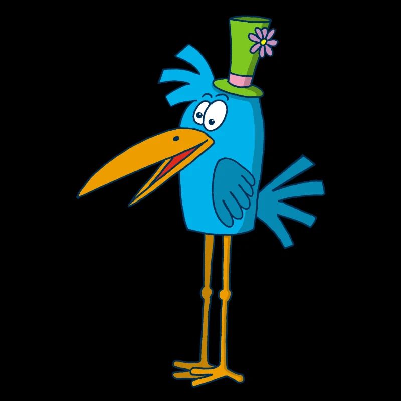 Blauer Vogel und sein Hut