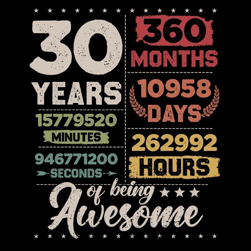 30Years Awesome Retro 30th Birthday Countdown