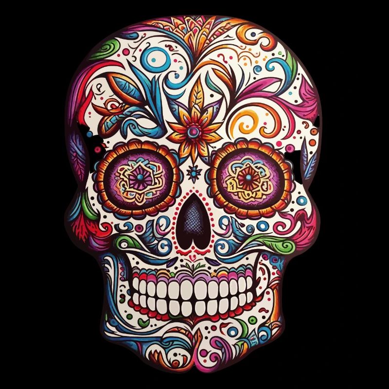 Tête de Mort Colorée style Mexicain