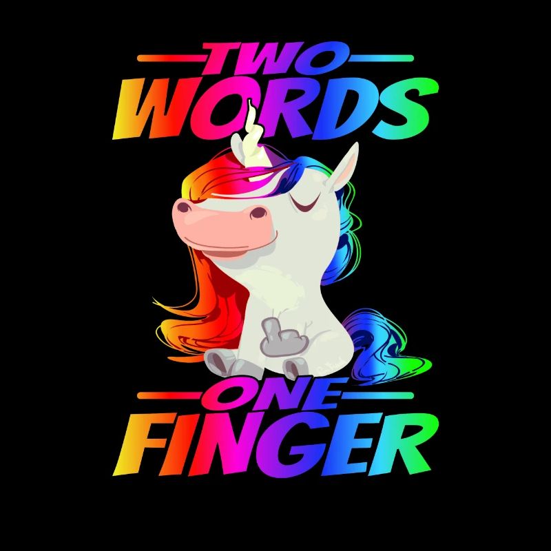 Zwei Wörter Ein Mittelfinger Regenbogen Einhorn