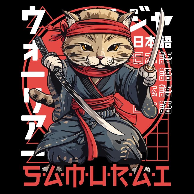 Samurai Cat Kawaii Japanische Ninja Katze