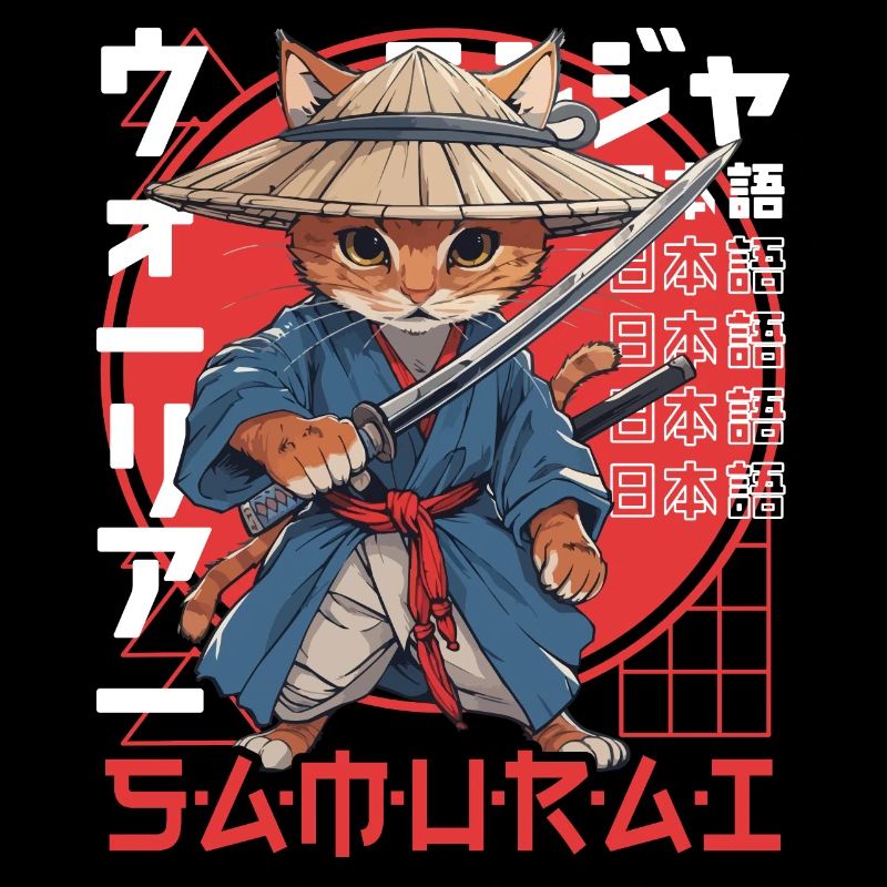 Samurai Cat Kawaii Japanische Ninja Katze