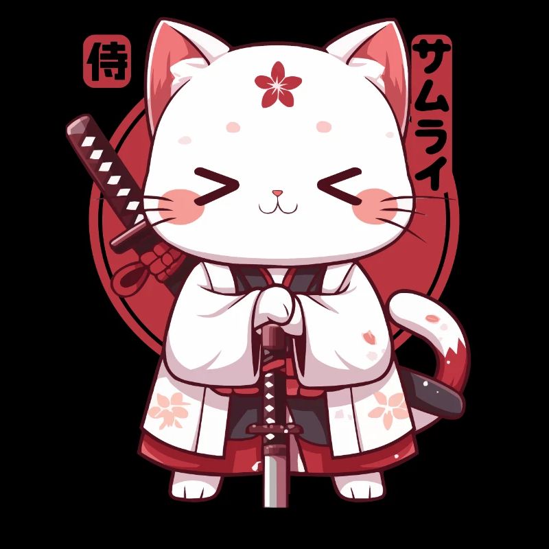 Samurai Cat Kawaii Japanische Ninja Cat