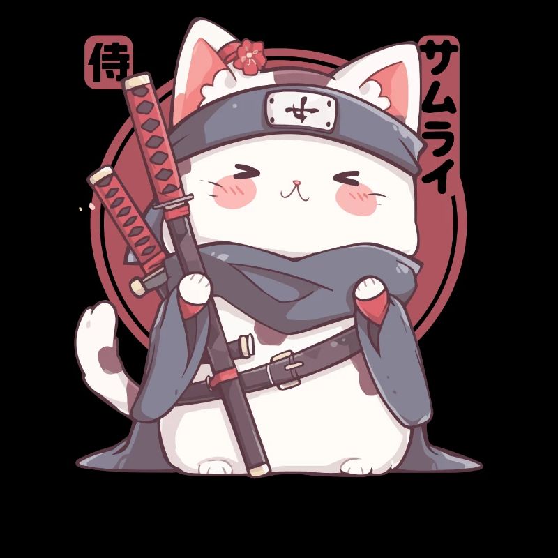 Samurai Cat Kawaii Japanische Ninja Cat