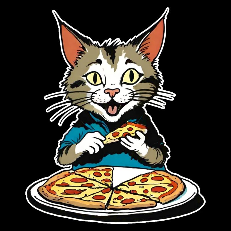 Le chat adore la pizza