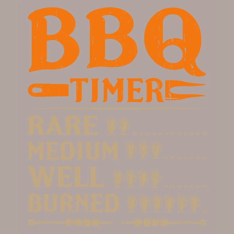 BBQ Timer Humor - Rare, Medium, Well Done, Burned