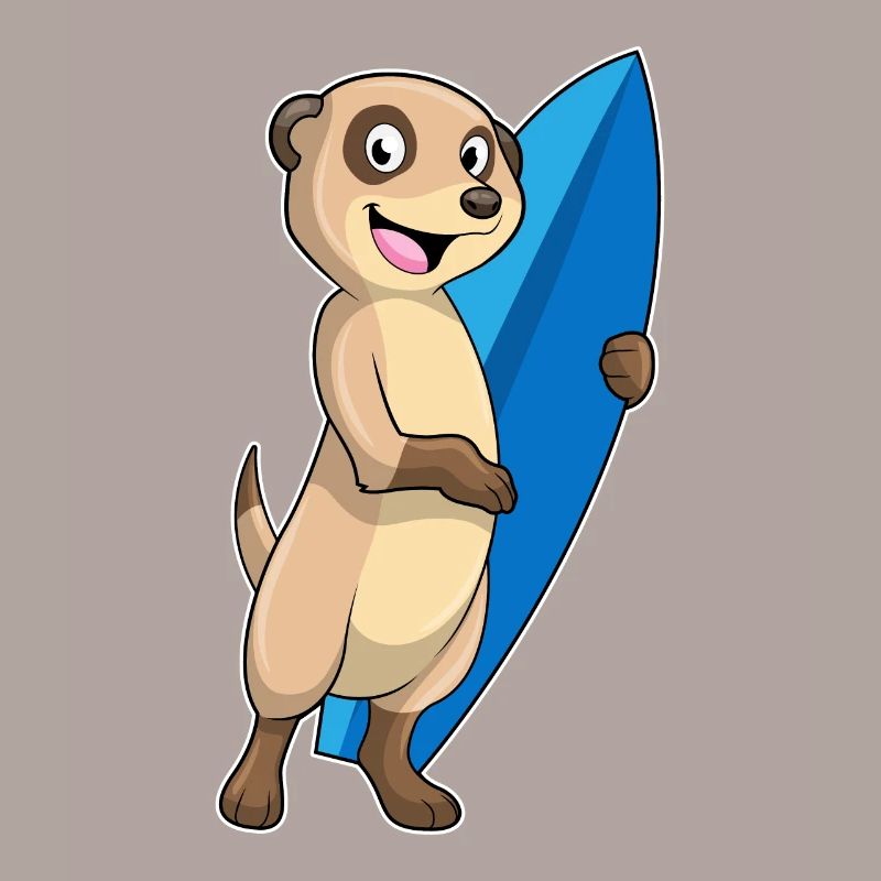 Les suricates en tant que surfeurs avec des planches de surf